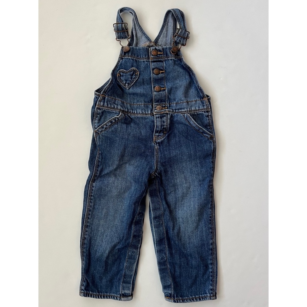 OshKosh B’gosh Girls Jean Overalls Blue Denim Heart Design Size 24M